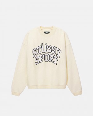 White Stüssy Sport Relaxed Oversized Crew Sweatshirt | USA DFLKAI394