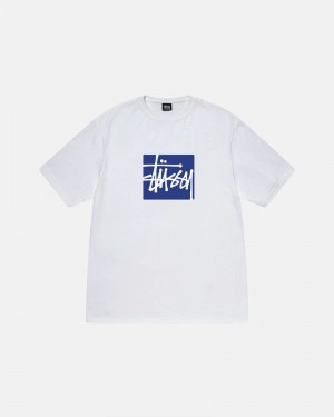 White Stüssy Stock Box T-Shirts | USA NRKEOI390