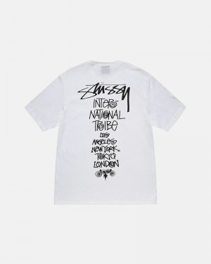 White Stüssy Tribe Stack T-Shirts | USA BZOWMI091