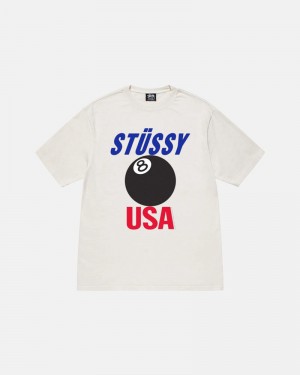 White Stüssy Usa Pigment Dyed T-Shirts | USA JPSXNY816