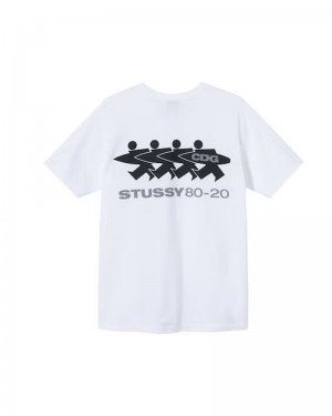 White Stüssy X CDG Surfman T-Shirts | USA YKPRHA354