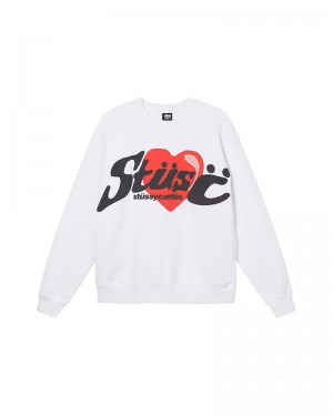 White Stüssy X Cpfm Heart Crewneck Sweatshirt | USA KAMWBL613