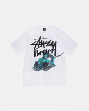 White Stüssy & Better Gift Shop Built Better T-Shirts | USA WDFXKJ281