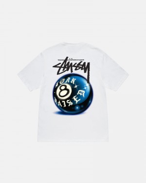 White Stüssy & Born X Raised 8 Ball T-Shirts | USA XFKVYG817