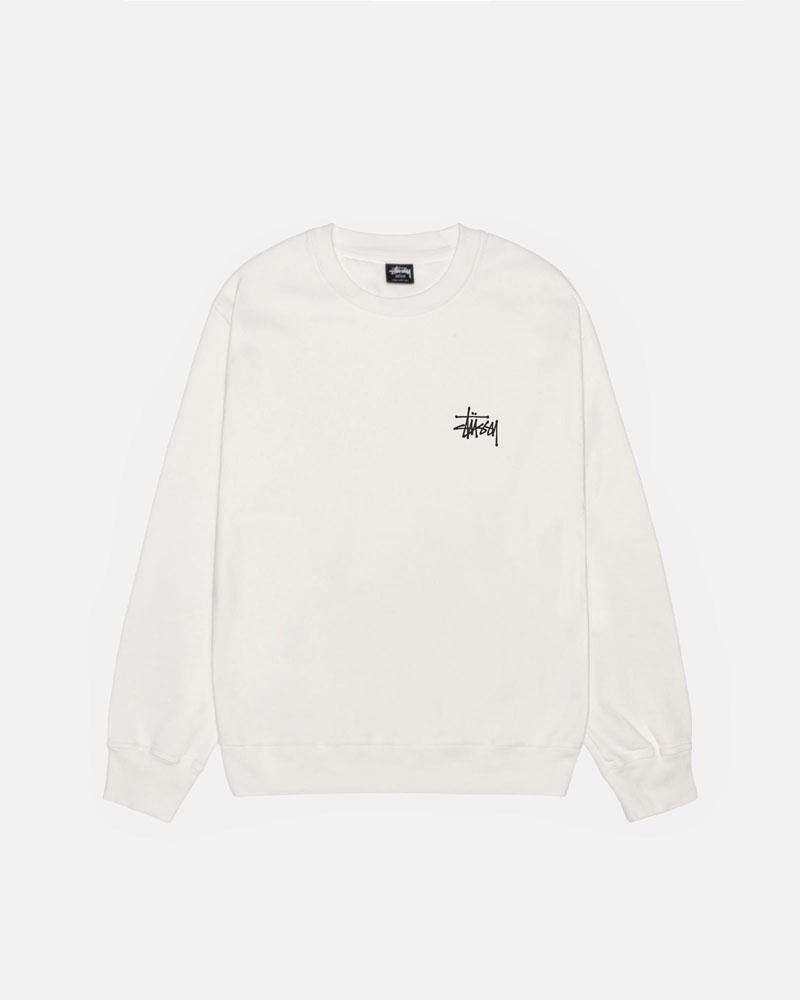 Beige Stüssy Basic Crew Pigment Dyed Sweatshirt | USA IVZMXS024