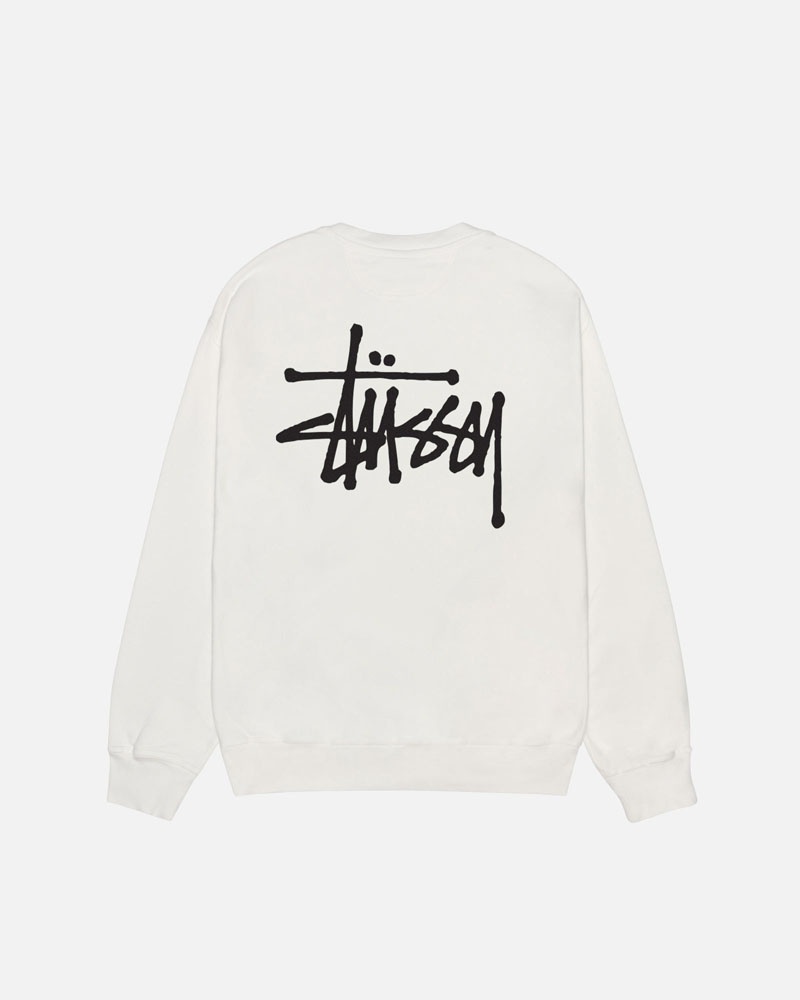 Beige Stüssy Basic Crew Pigment Dyed Sweatshirt | USA IVZMXS024