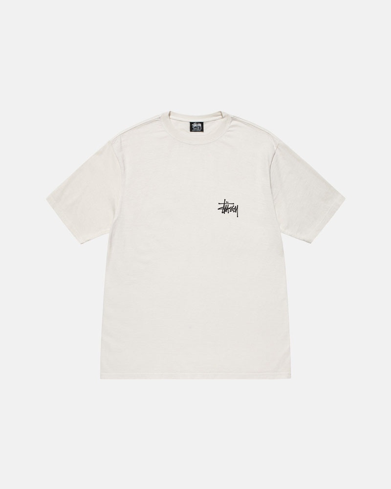 Beige Stüssy Basic Pigment Dyed T-Shirts | USA LGHSZQ790