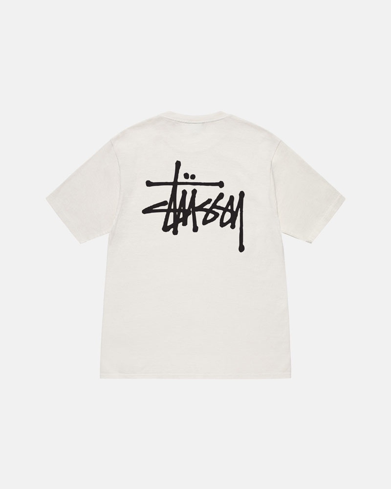 Beige Stüssy Basic Pigment Dyed T-Shirts | USA LGHSZQ790