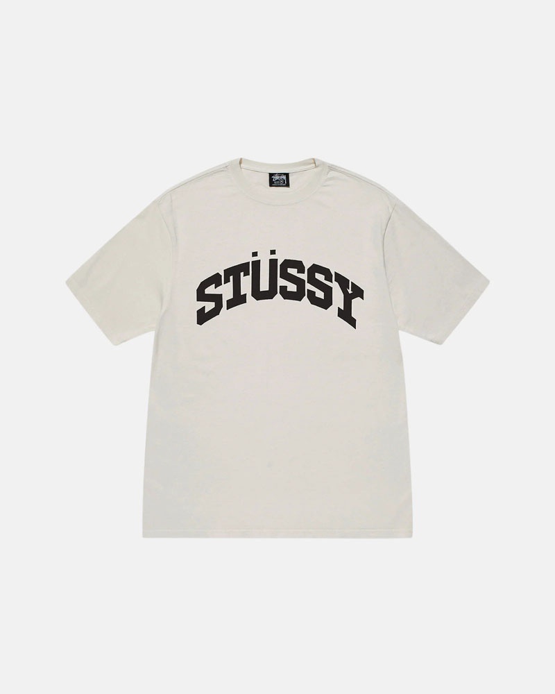 Beige Stüssy Block Sport Pigment Dyed T-Shirts | USA LYSJHV510