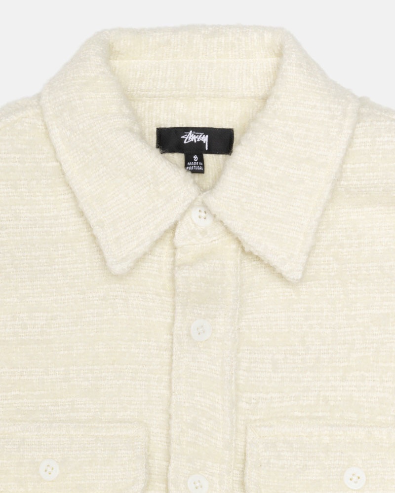 Beige Stüssy Boucle Wool Cpo Shirts | USA LSNRMA725