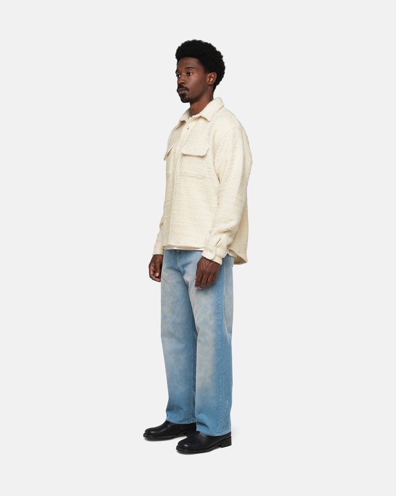 Beige Stüssy Boucle Wool Cpo Shirts | USA LSNRMA725