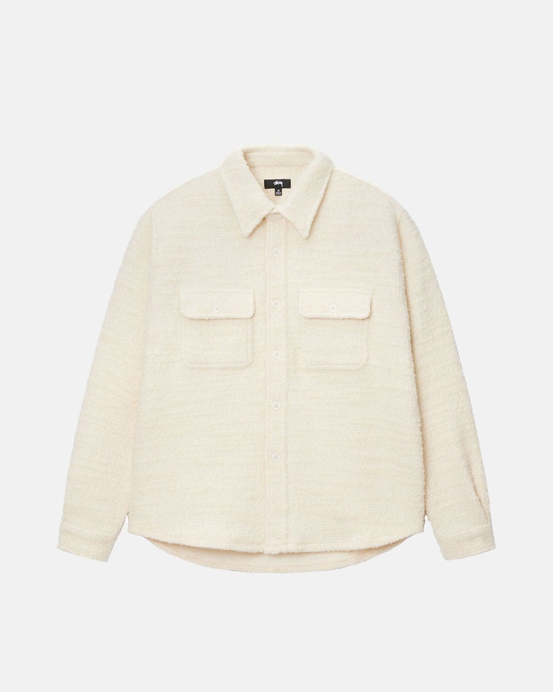 Beige Stüssy Boucle Wool Cpo Shirts | USA LSNRMA725