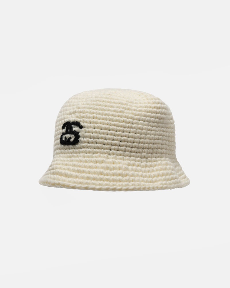 Beige Stüssy Bucket SS Link Knit Hats | USA LOICFA850