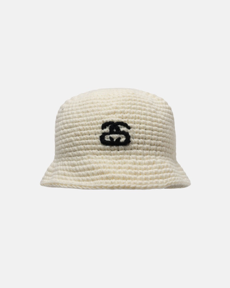 Beige Stüssy Bucket SS Link Knit Hats | USA LOICFA850