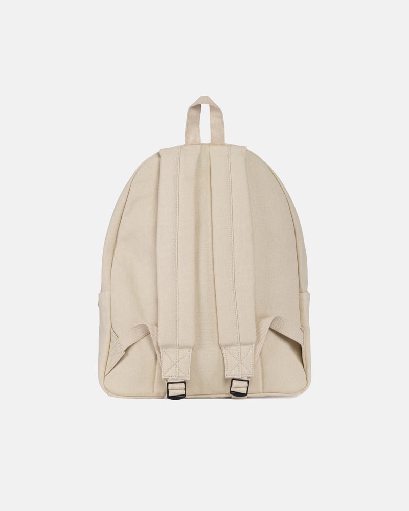 Beige Stüssy Canvas Backpack | USA PEIGQZ370