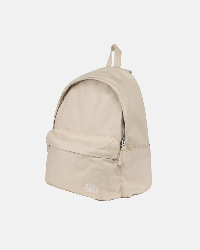 Beige Stüssy Canvas Backpack | USA PEIGQZ370