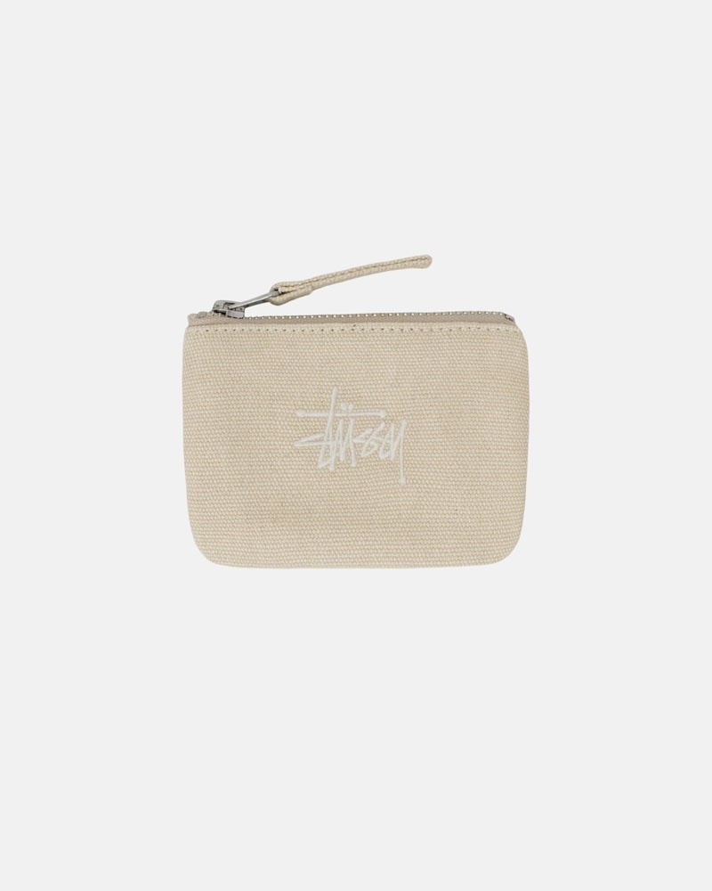 Beige Stüssy Canvas Coin Pouch Wallet | USA QTWIXZ380