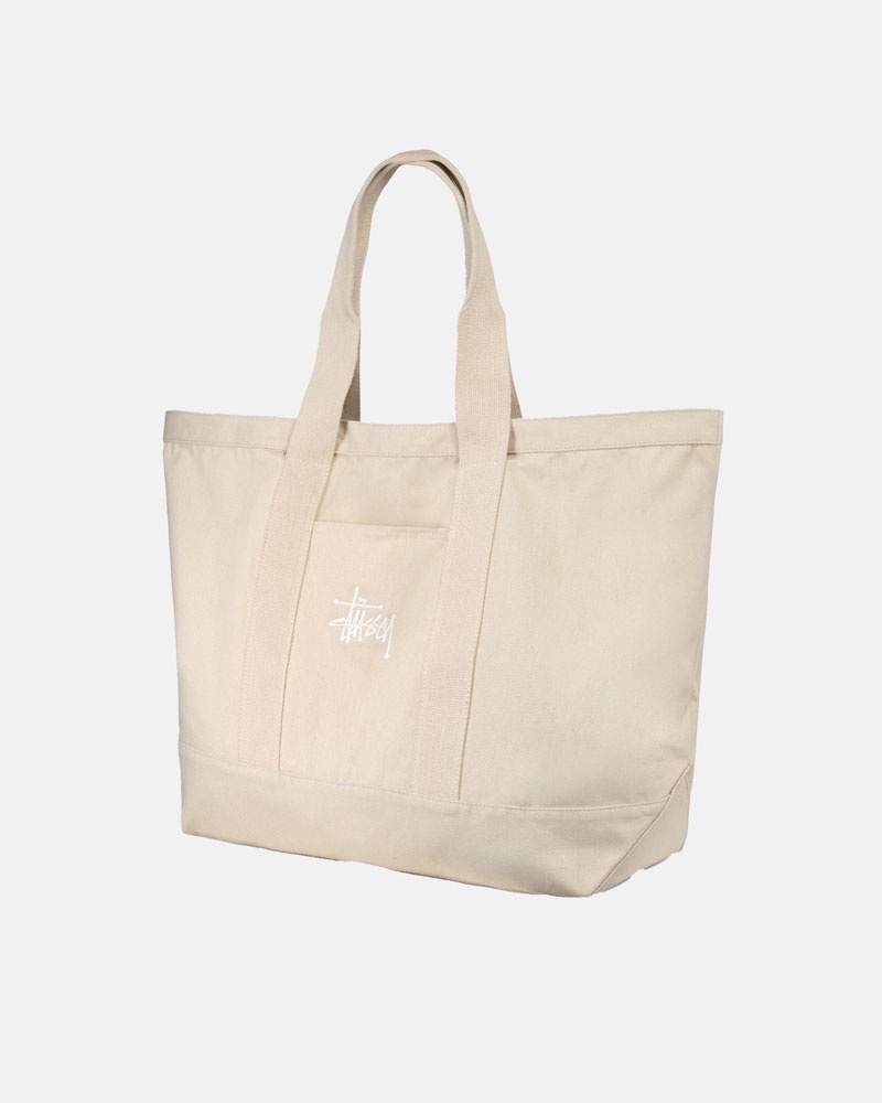 Beige Stüssy Canvas Extra Large Tote Bags | USA KSIADV849