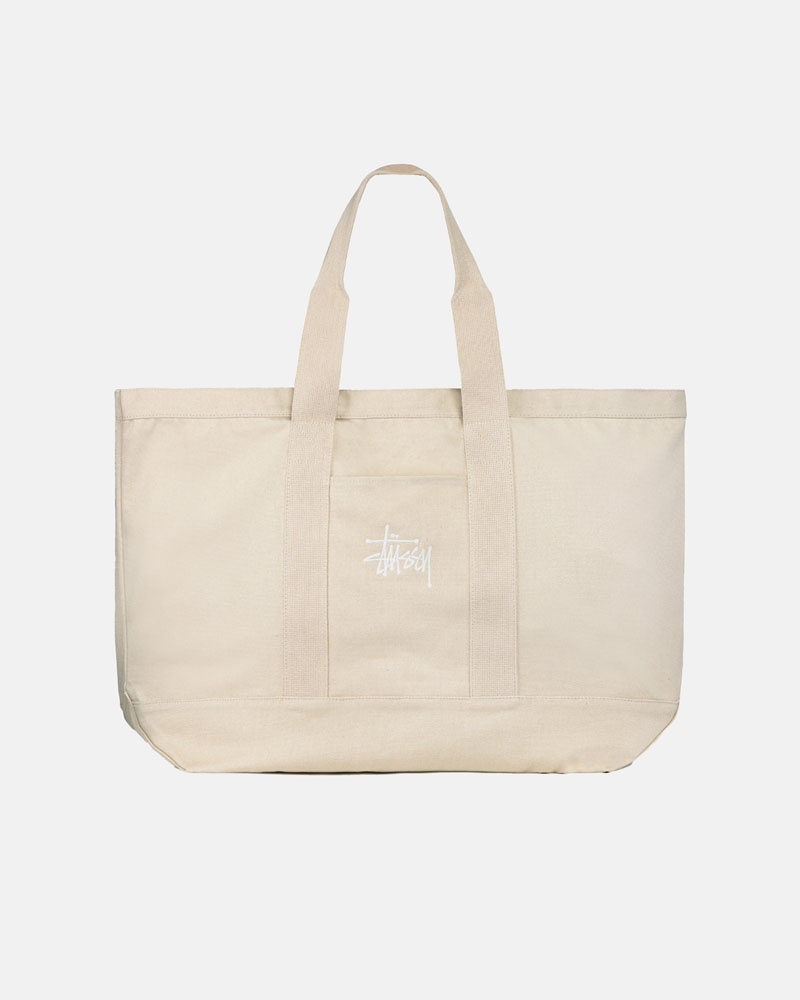 Beige Stüssy Canvas Extra Large Tote Bags | USA KSIADV849