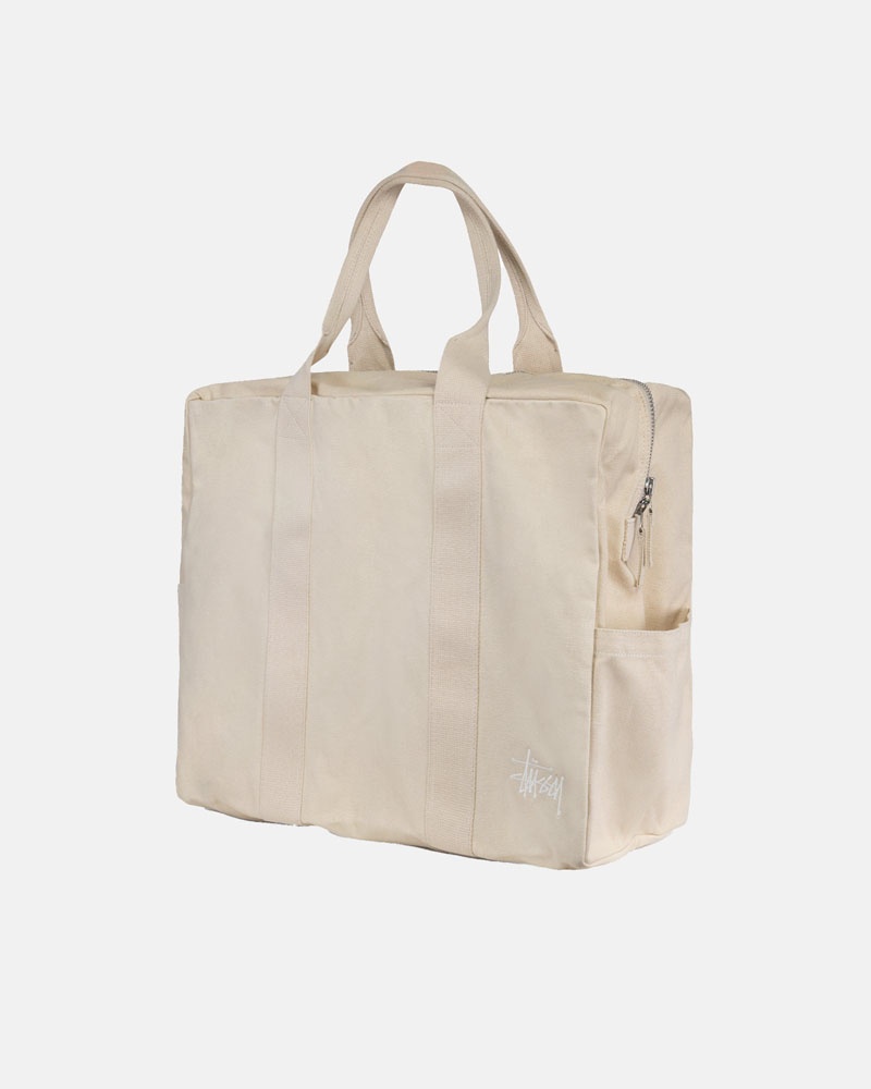 Beige Stüssy Canvas Flight Tote Bags | USA VISXMO934