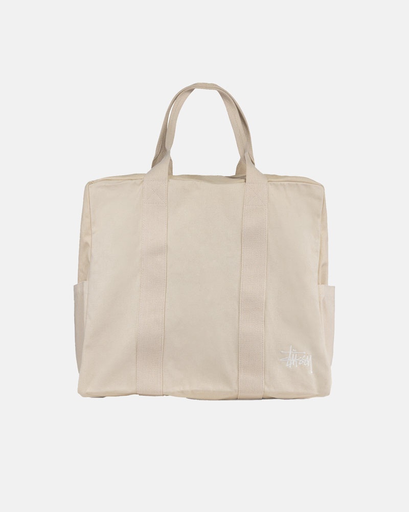 Beige Stüssy Canvas Flight Tote Bags | USA VISXMO934