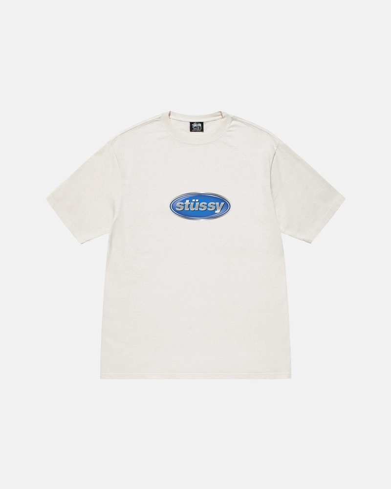 Beige Stüssy Emblem Pigment Dyed T-Shirts | USA SZMQUO458