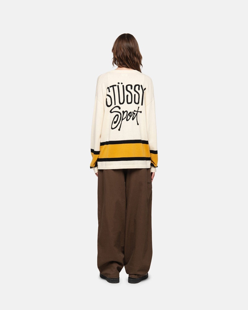 Beige Stüssy Hockey Sweater | USA PDRKJO138