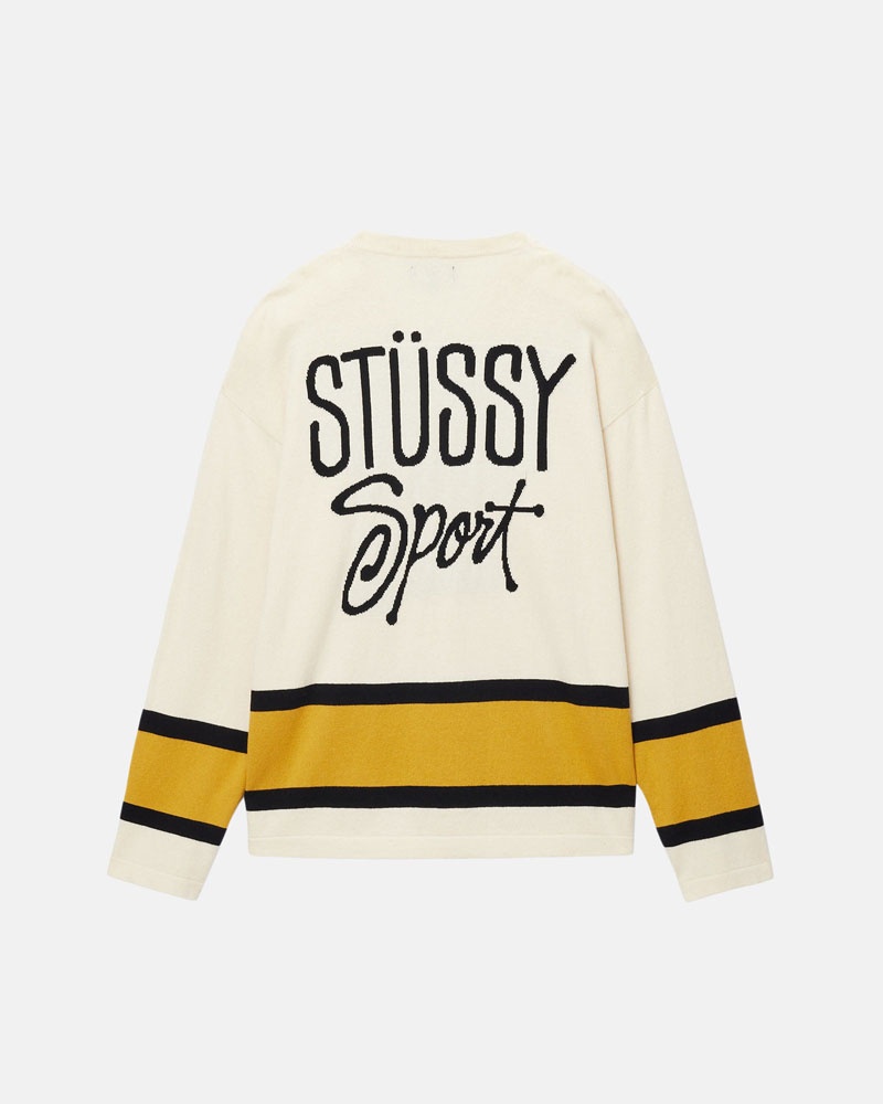 Beige Stüssy Hockey Sweater | USA PDRKJO138