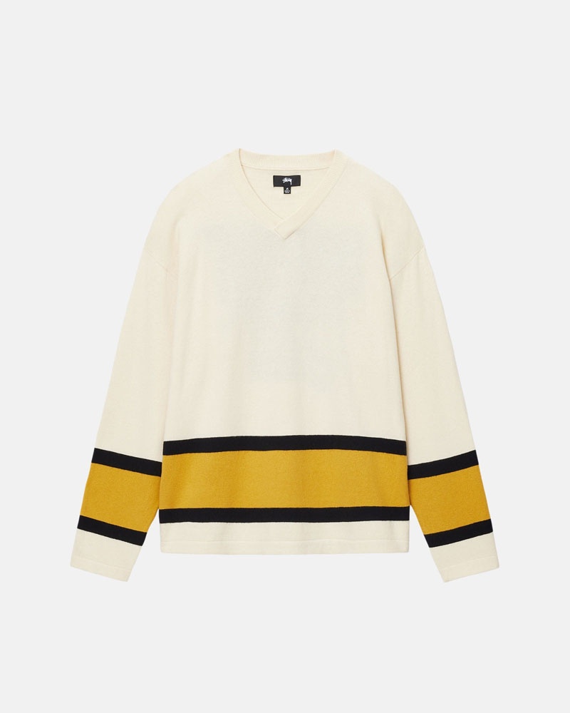 Beige Stüssy Hockey Sweater | USA PDRKJO138