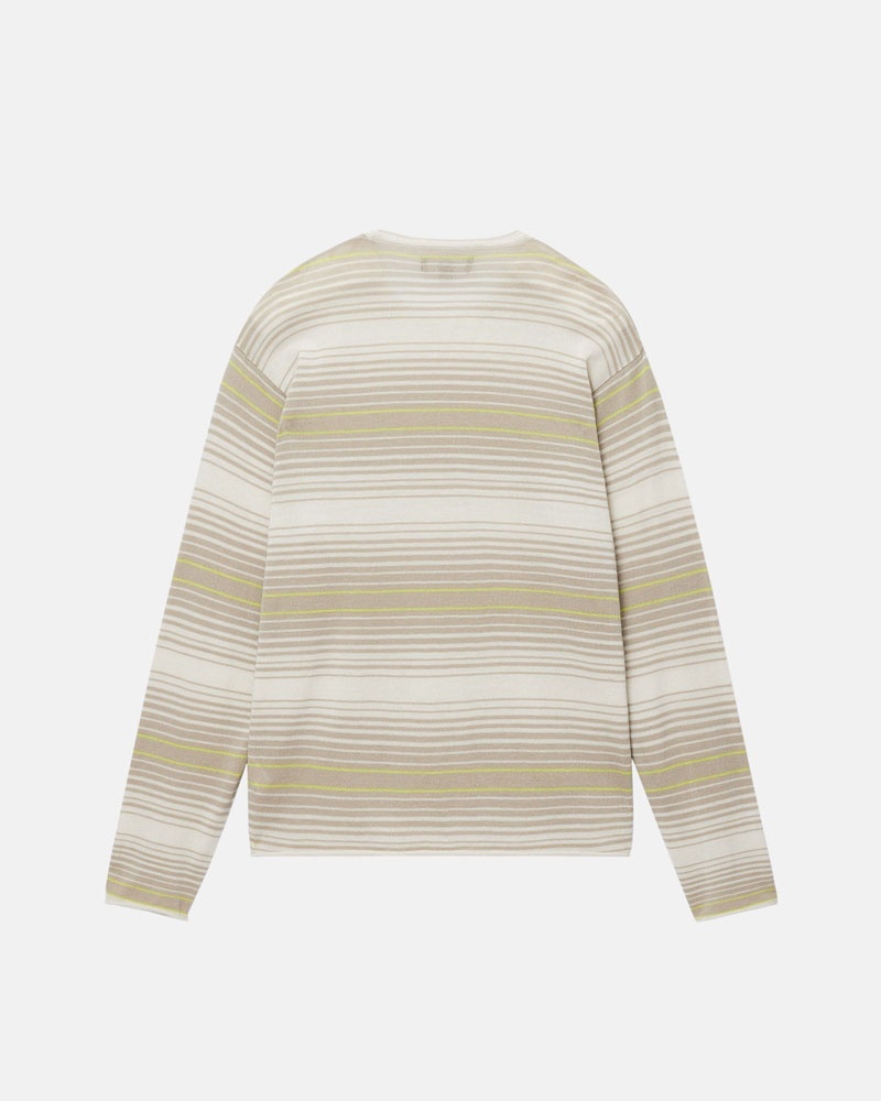 Beige Stüssy Horizontal Stripe Sweater | USA FVOPHK068