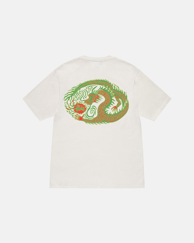 Beige Stüssy Mosaic Dragon Pigment Dyed T-Shirts | USA IHOQEV281