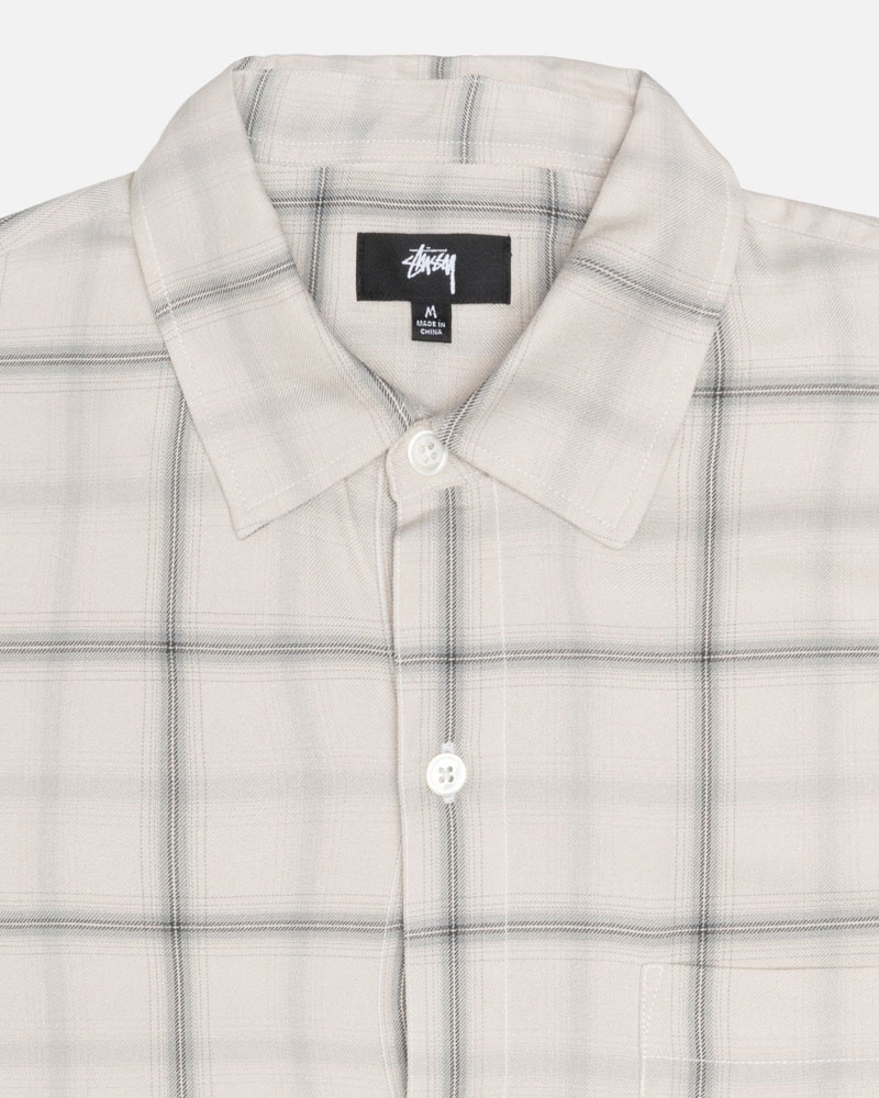 Beige Stüssy Shadow Plaid Rayon Shirts | USA HQIMCB246