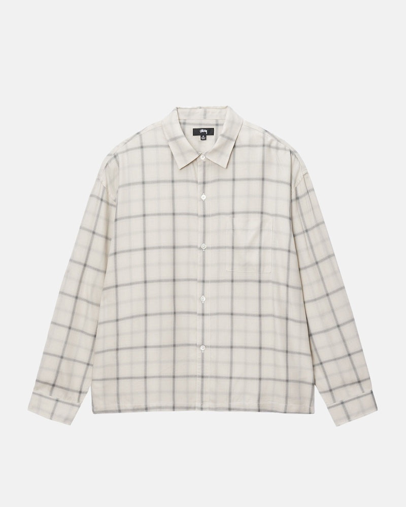 Beige Stüssy Shadow Plaid Rayon Shirts | USA HQIMCB246