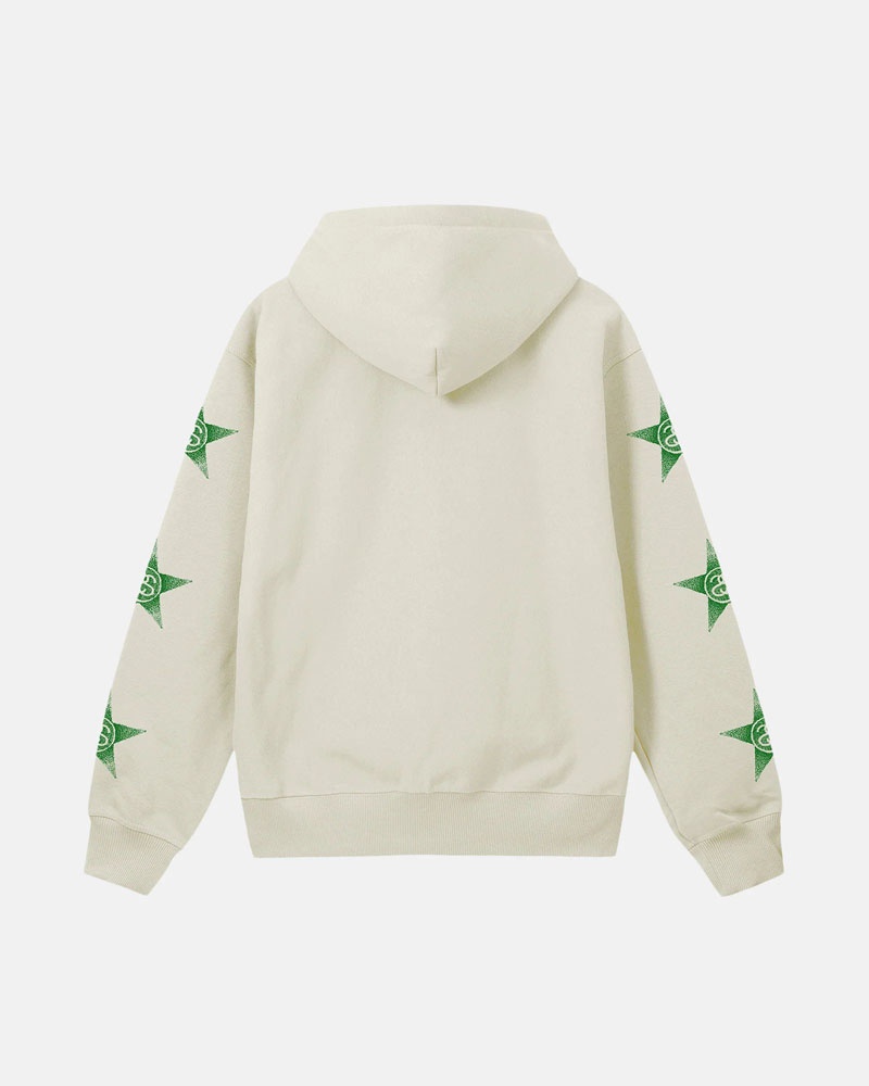 Beige Stüssy Stars Zip Hoodie | USA PFEOHJ138