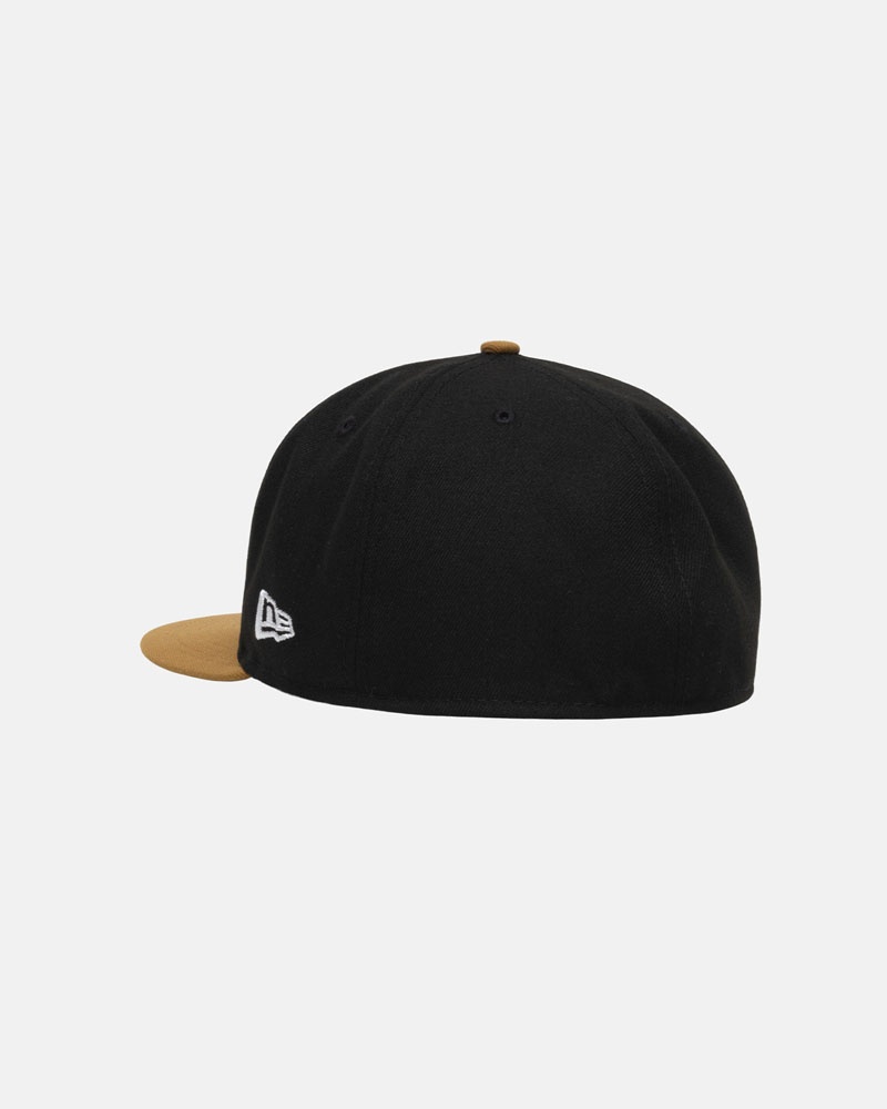 Black Gold Stüssy New Era 59Fifty Curly S Caps | USA IAORZX457