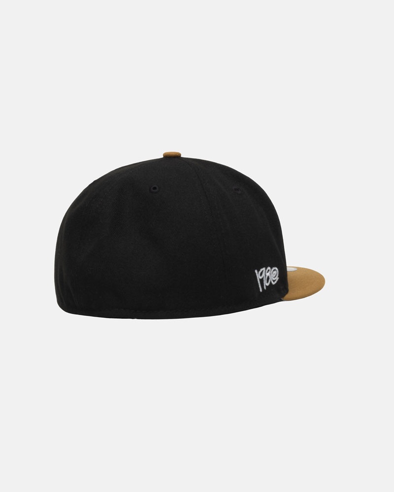 Black Gold Stüssy New Era 59Fifty Curly S Caps | USA IAORZX457