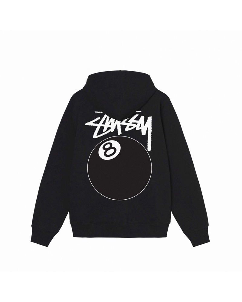 Black Stüssy 8 Ball Zip Hoodie | USA EZJKBR320