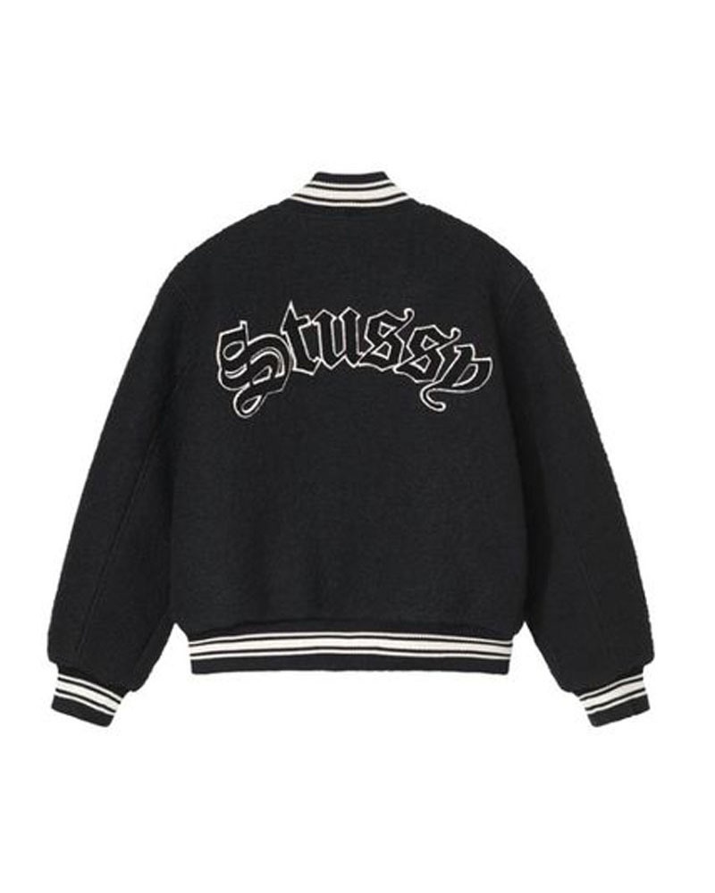 Black Stüssy Aesthetic Varsity Jacket | USA IEPLON436