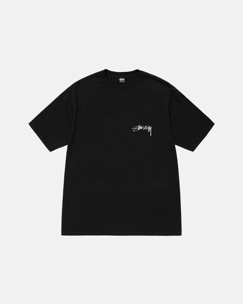 Black Stüssy Arachnid Pigment Dyed T-Shirts | USA ZRECLP214