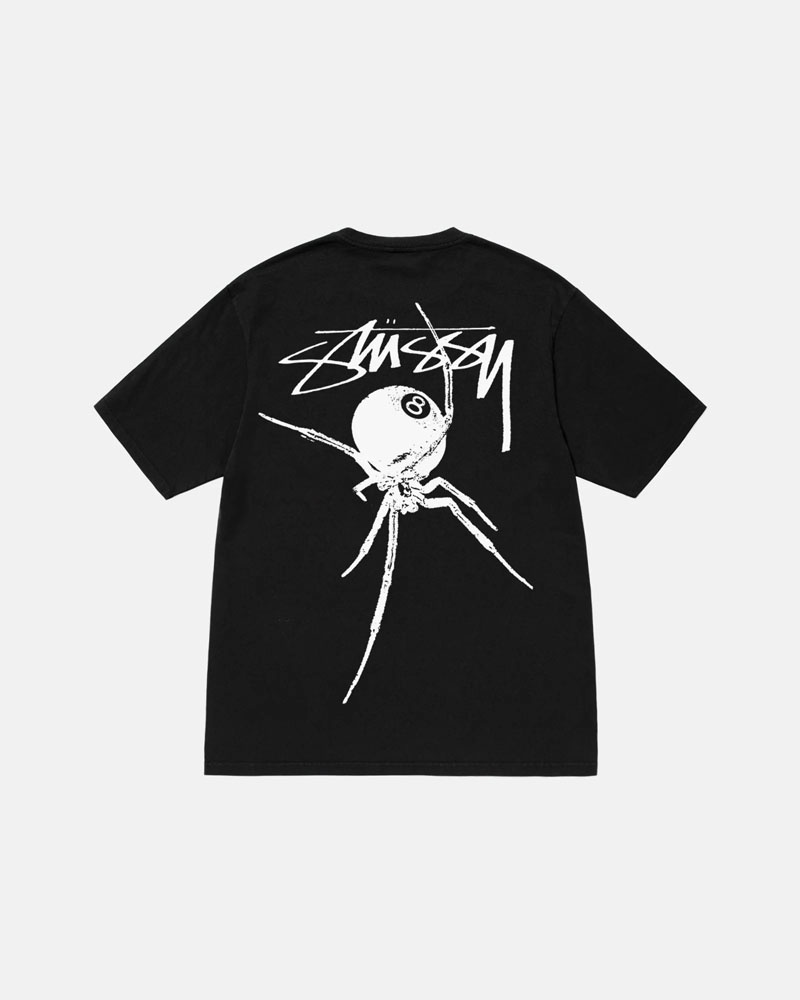 Black Stüssy Arachnid Pigment Dyed T-Shirts | USA ZRECLP214