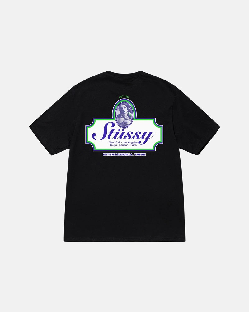 Black Stüssy Authentic T-Shirts | USA YHAVNZ321