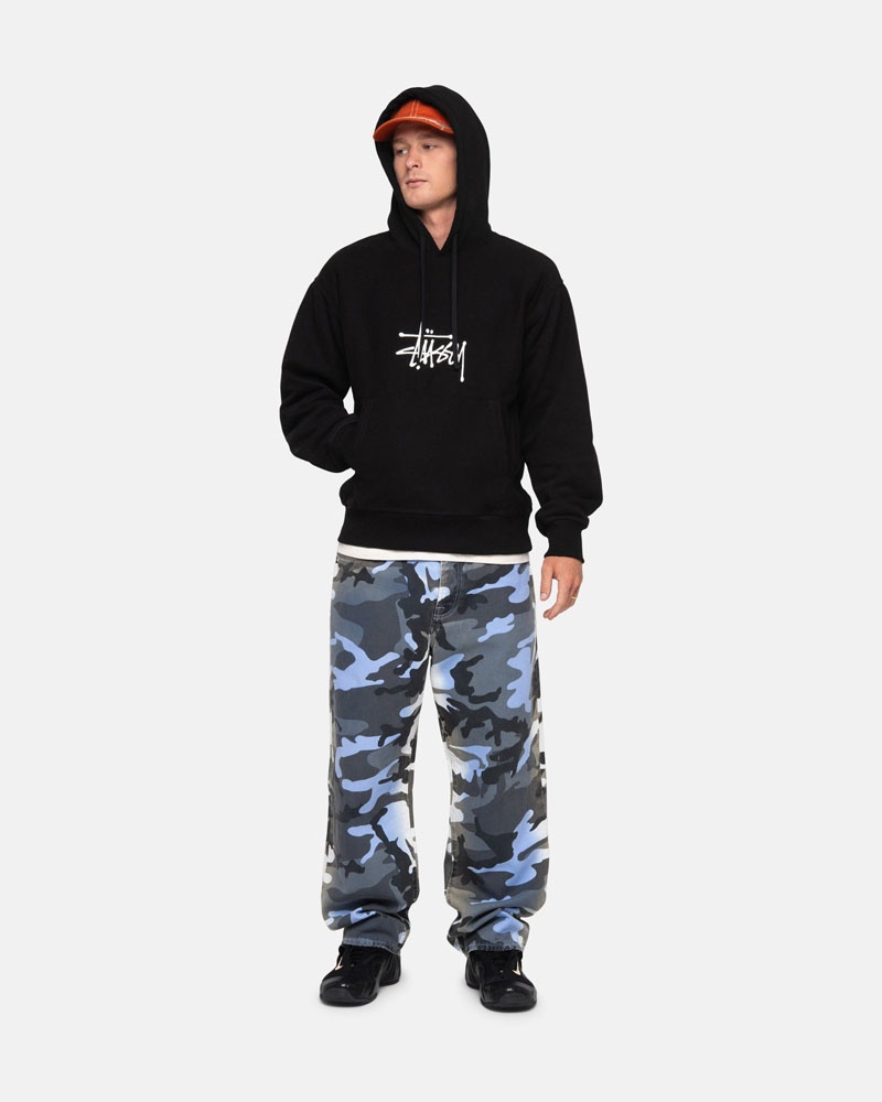 Black Stüssy Basic Applique Hoodie | USA PWSNVH482