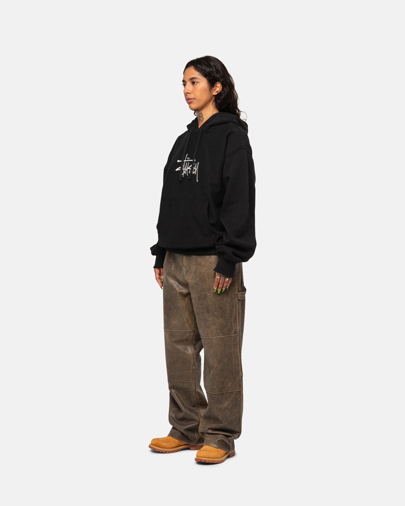 Black Stüssy Basic Applique Hoodie | USA PWSNVH482