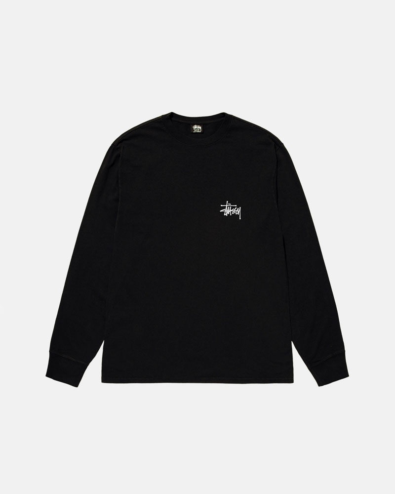 Black Stüssy Basic LS T-Shirts | USA VDBGMJ468