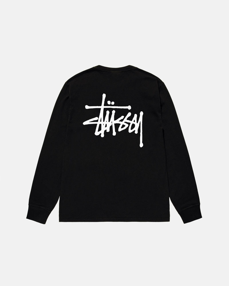 Black Stüssy Basic LS T-Shirts | USA VDBGMJ468