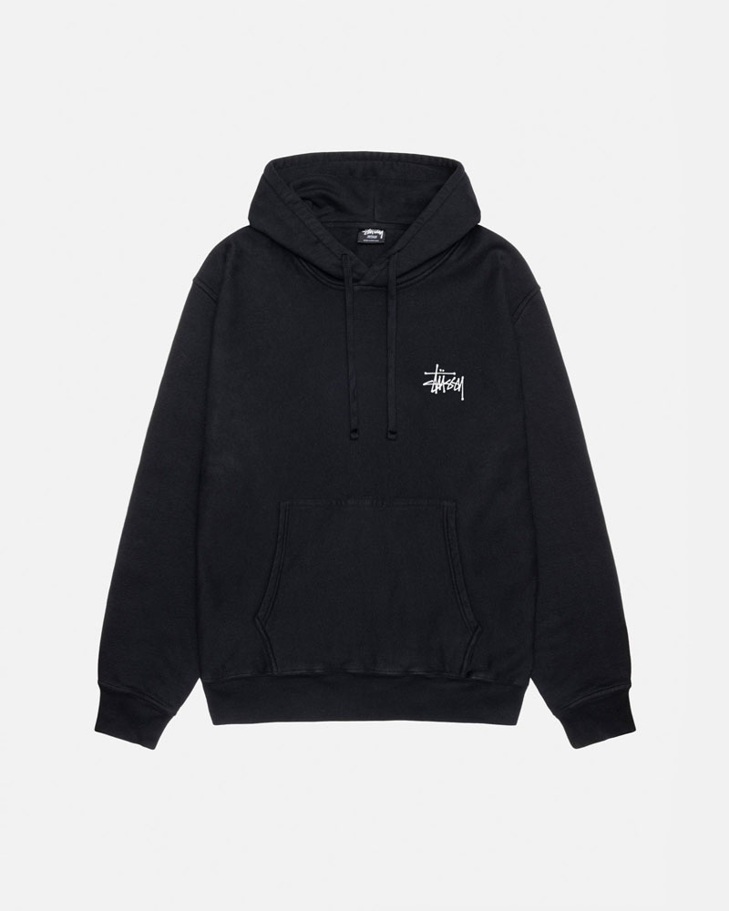 Black Stüssy Basic Pigment Dyed Hoodie | USA CMHYUA154