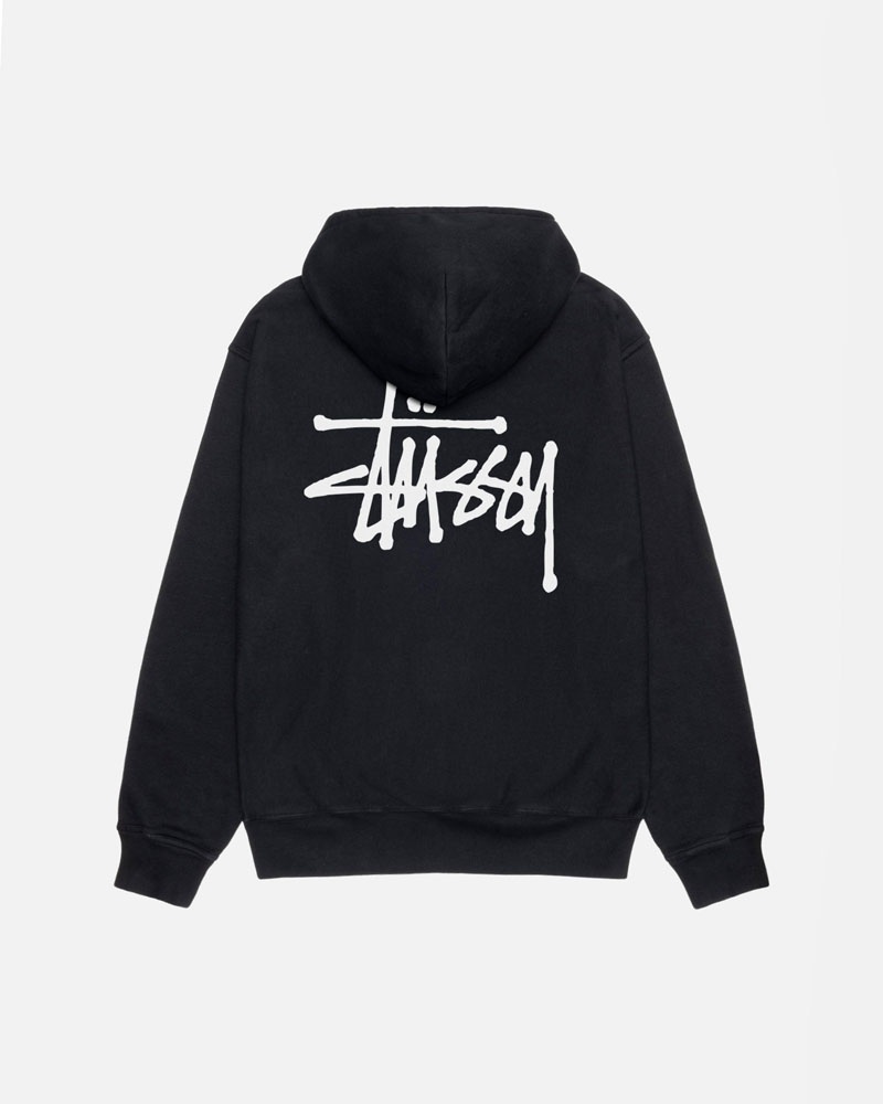 Black Stüssy Basic Pigment Dyed Hoodie | USA CMHYUA154