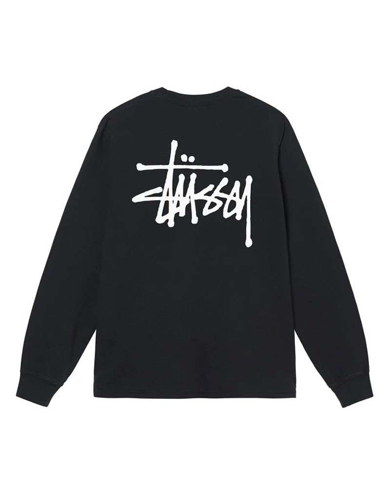 Black Stüssy Basic Pigment Dyed LS T-Shirts | USA SEABMK078