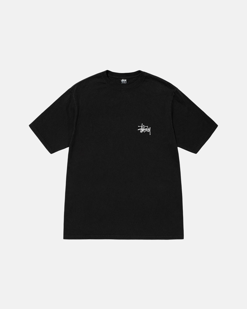 Black Stüssy Basic Pigment Dyed T-Shirts | USA ZAEPIJ730