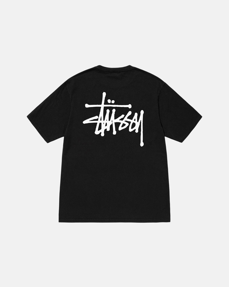 Black Stüssy Basic Pigment Dyed T-Shirts | USA ZAEPIJ730